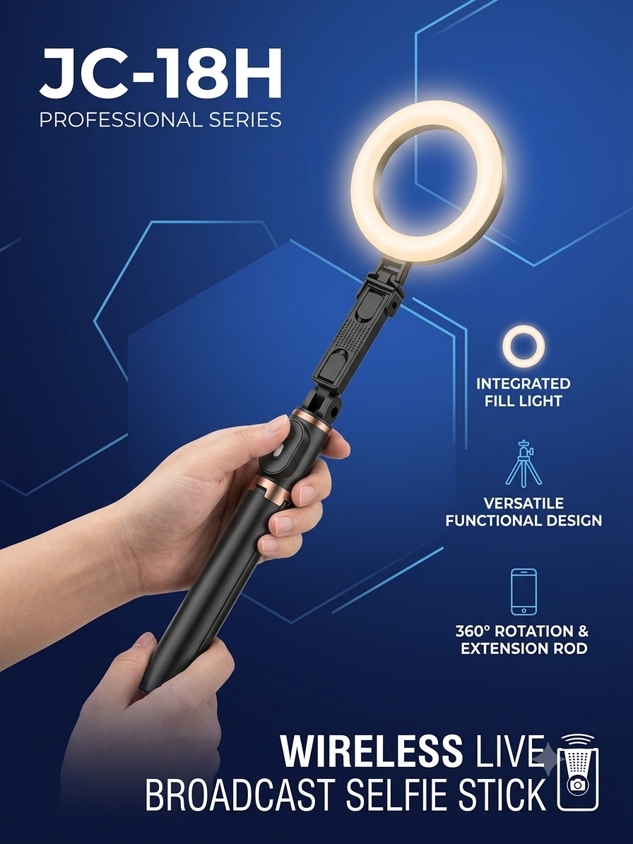 ​JC-18H Wireless Multi-Functional Selfie Stick with Fill Light