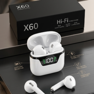 ​x60 hi fi wireless stereo earbuds with digital led display