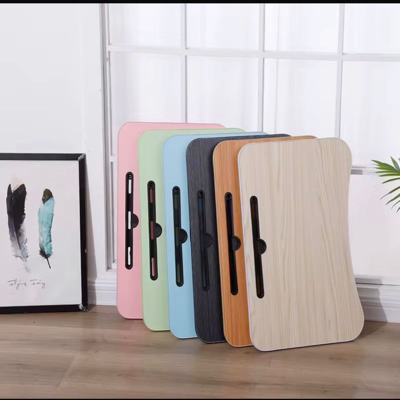 ergoflow portable laptop desk with integrated cup holder